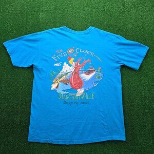 Margaritaville Tshirt Men Large Blue Jimmy Buffett Montego Bay Jamaica 5 O’Clock